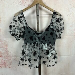 NWT ethereal coquette whimsigoth top size L babydoll fairy grunge embroidered